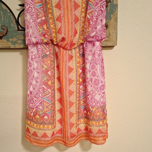 Bisou Bisou Pink and Orange Sundress. Excellent Condition Size 8 - Picture 7 of 10
